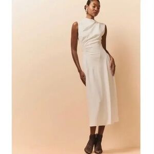 A.L.C. Kaia Gathered Sleeveless Midi Dress Off White